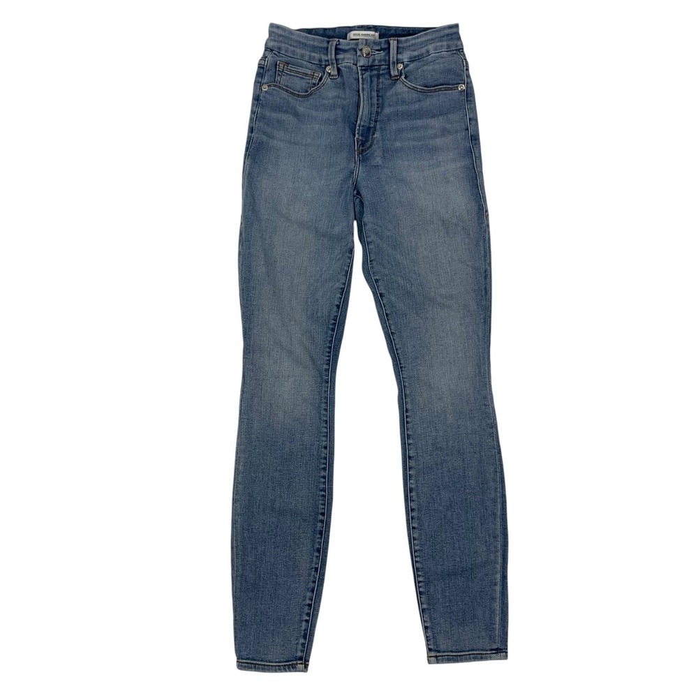 Good American Jeans Skinny 25 Blue Stretch High Rise Casual Streetwear